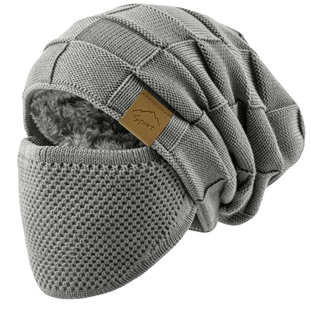 2-Piece Knit Beanie & Face Mask Set – Windproof Winter Hat Knit Beanie Set PLUSH