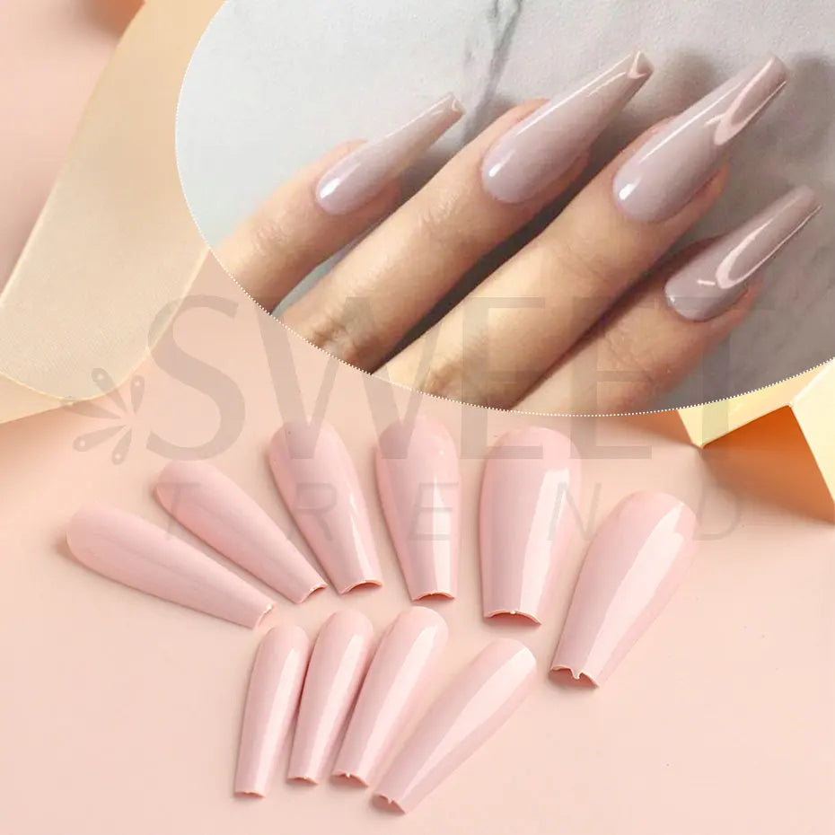 100pcs Coffin Press On Nails – Acrylic Nail Extension Kit Press On Nail Tips PLUSH