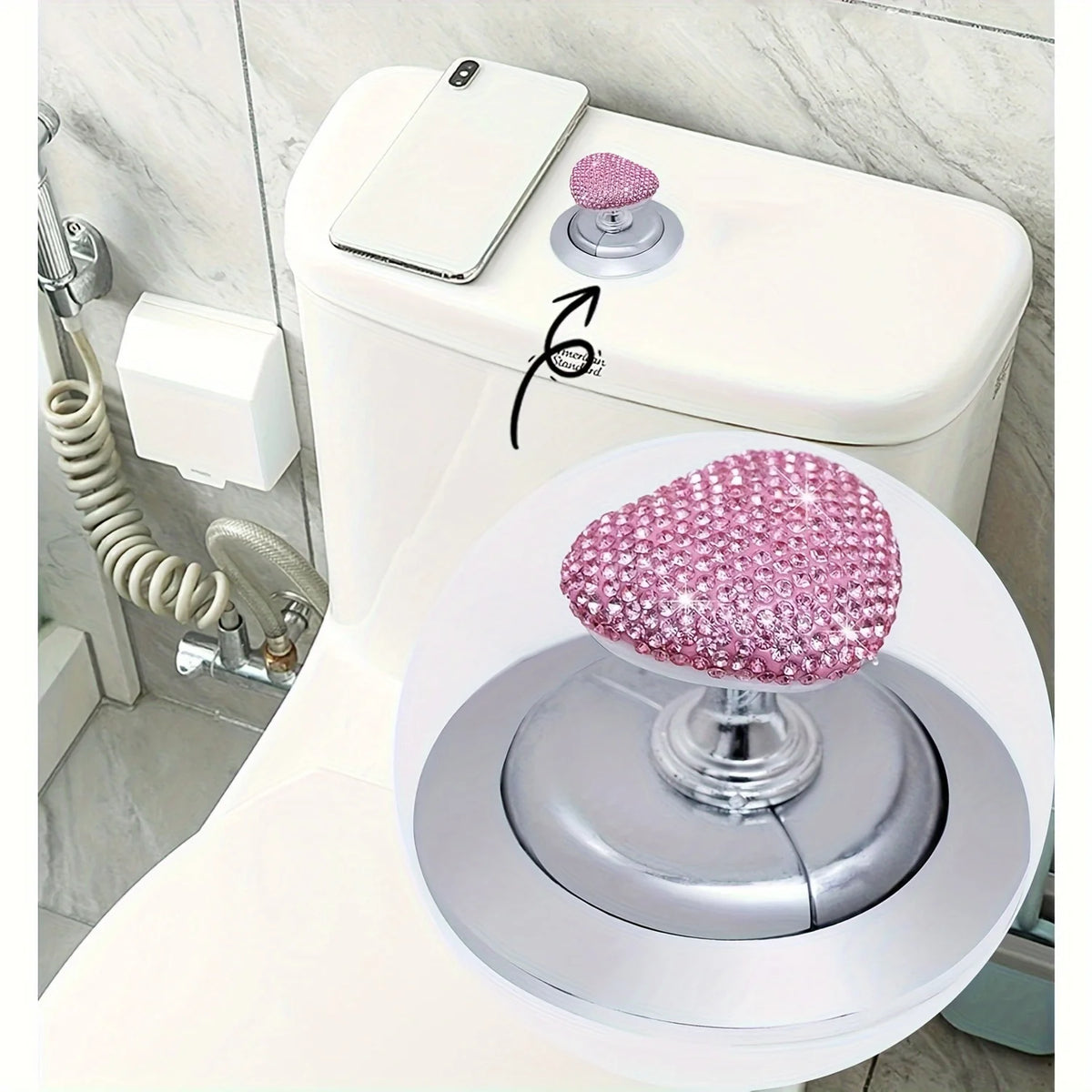 Heart-Shaped Toilet Flush Button Aid – Manicure Protector Toilet Button Aid PLUSH