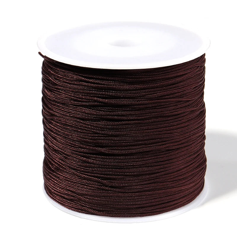 90m Multicolor Nylon Braiding Cord 0.8mm | Chinese Knot Thread Jewelry Braiding Cord PLUSH brown