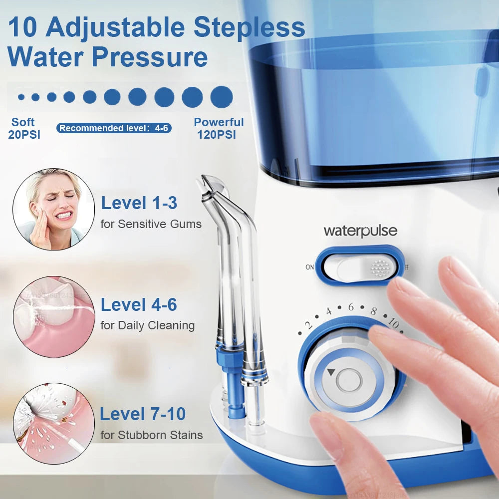 Raugee 800ML Electric Dental Water Flosser | 5 Nozzles, 10 Modes Oral Irrigator PLUSH