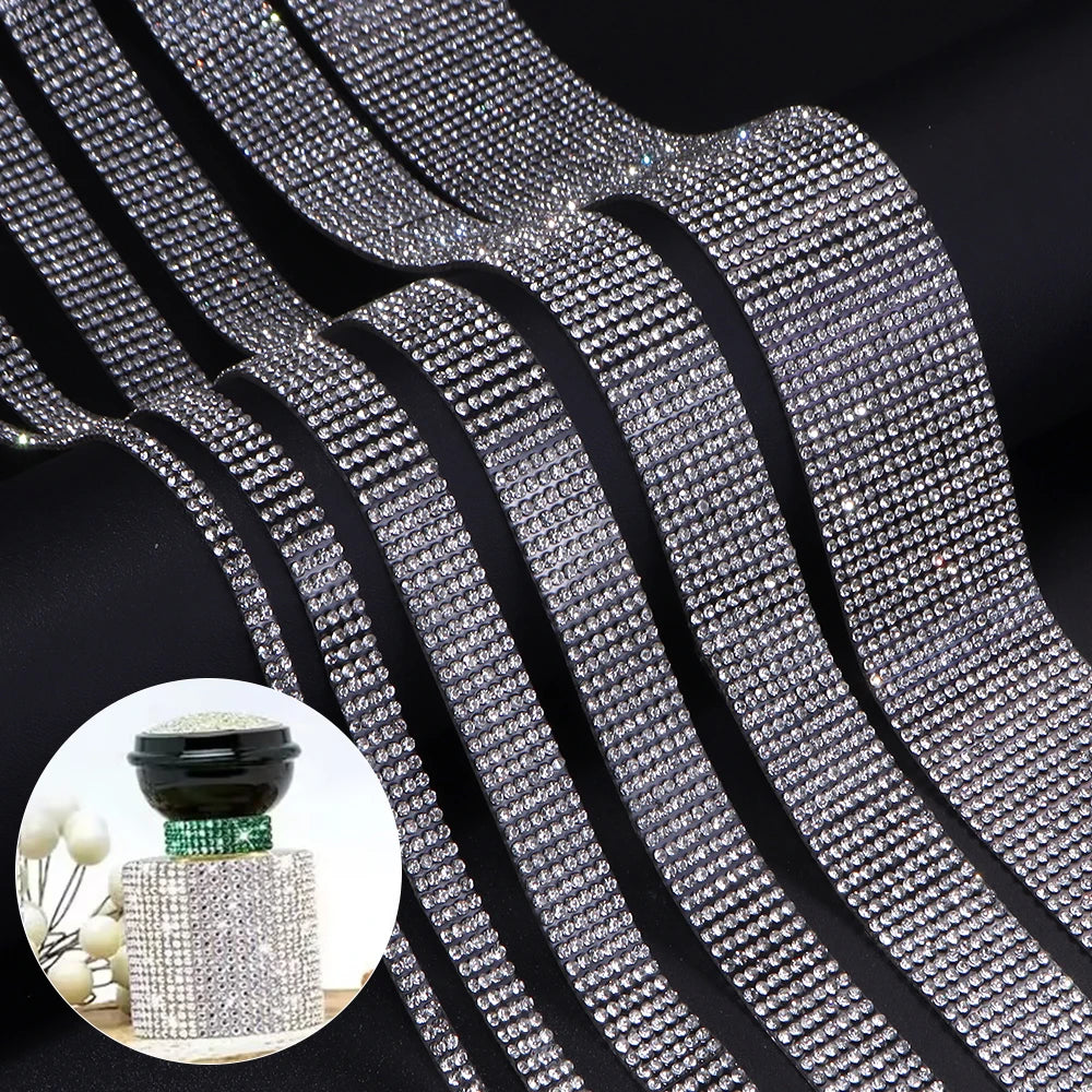 Self-Adhesive Rhinestone Trim Band Crystal Strip Tape | DIY Rhinestone Trim Tape PLUSH