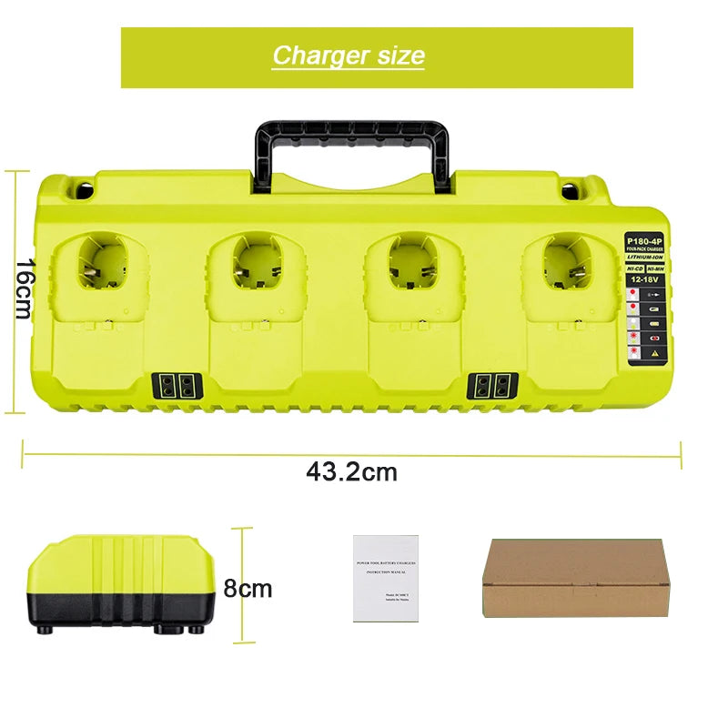 ZWINCKY 4-Port 3A Fast Charger for Ryobi 12V–18V Batteries Battery Charger PLUSH