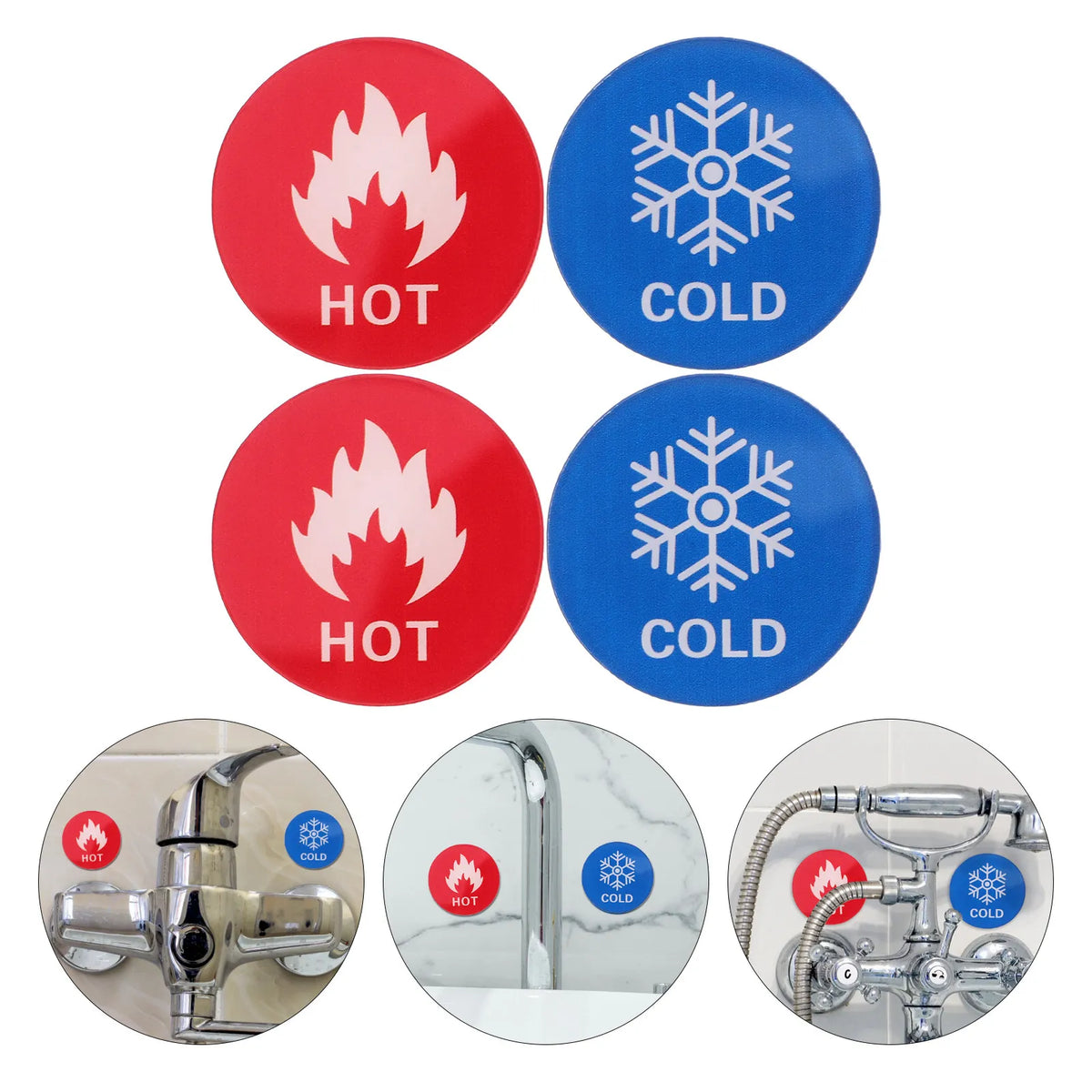 6 Pairs Hot & Cold Water Labels – Self-Adhesive Faucet Signs Faucet Temperature Labels PLUSH other