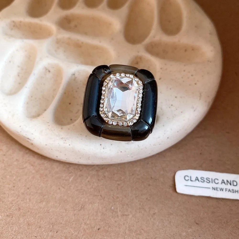 Y2K Candy Color Acrylic Resin Dome Ring | Korean Punk Style Fashion Statement Ring PLUSH Black Transparent