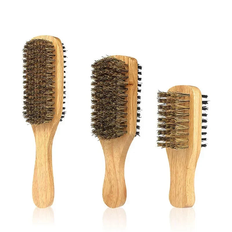 Men's Boar Bristle Beard & Hair Brush – Natural Wood S/M/L Beard & Hair Brush PLUSH