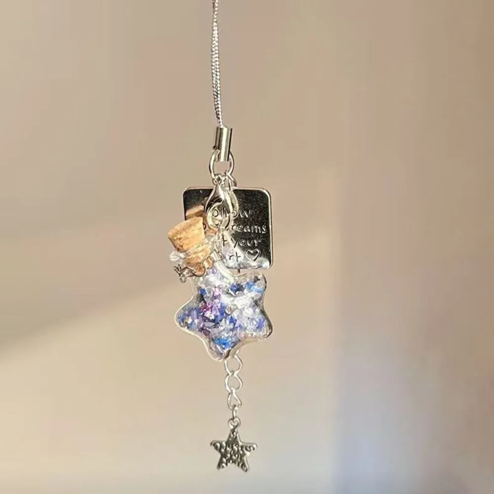 Star Wishing Bottle Wind Chime Keychain – Bag & Phone Charm Decorative Keychain Charm PLUSH Style 1