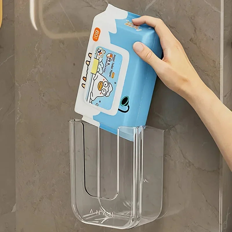 Wall-Mounted Punch-Free Tissue Box | PP Plastic Organizer Tissue Box Organizer PLUSH