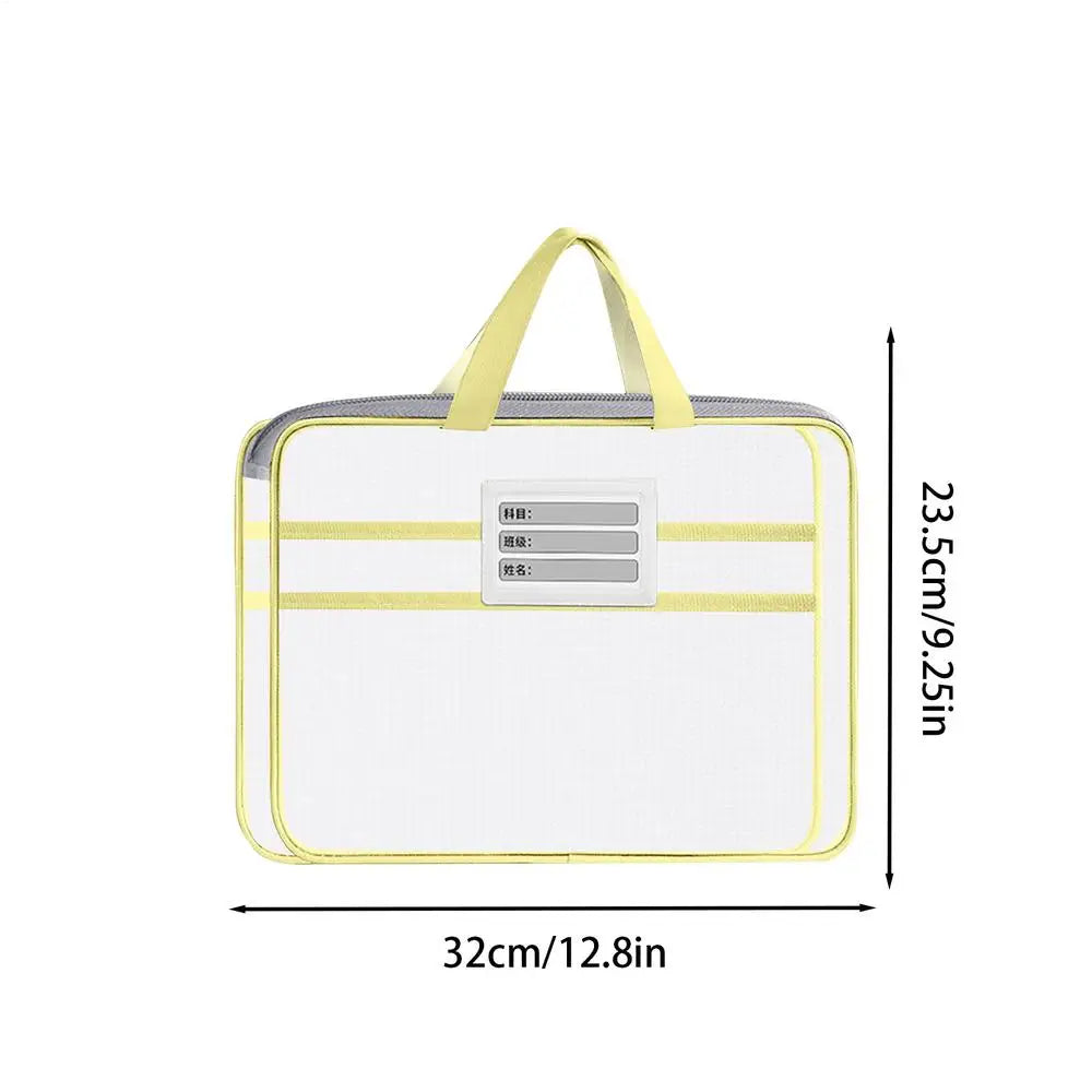 Double-Layer Mesh Zipper Organizer Bag | Large Capacity Document Organizer Bag PLUSH Yellow