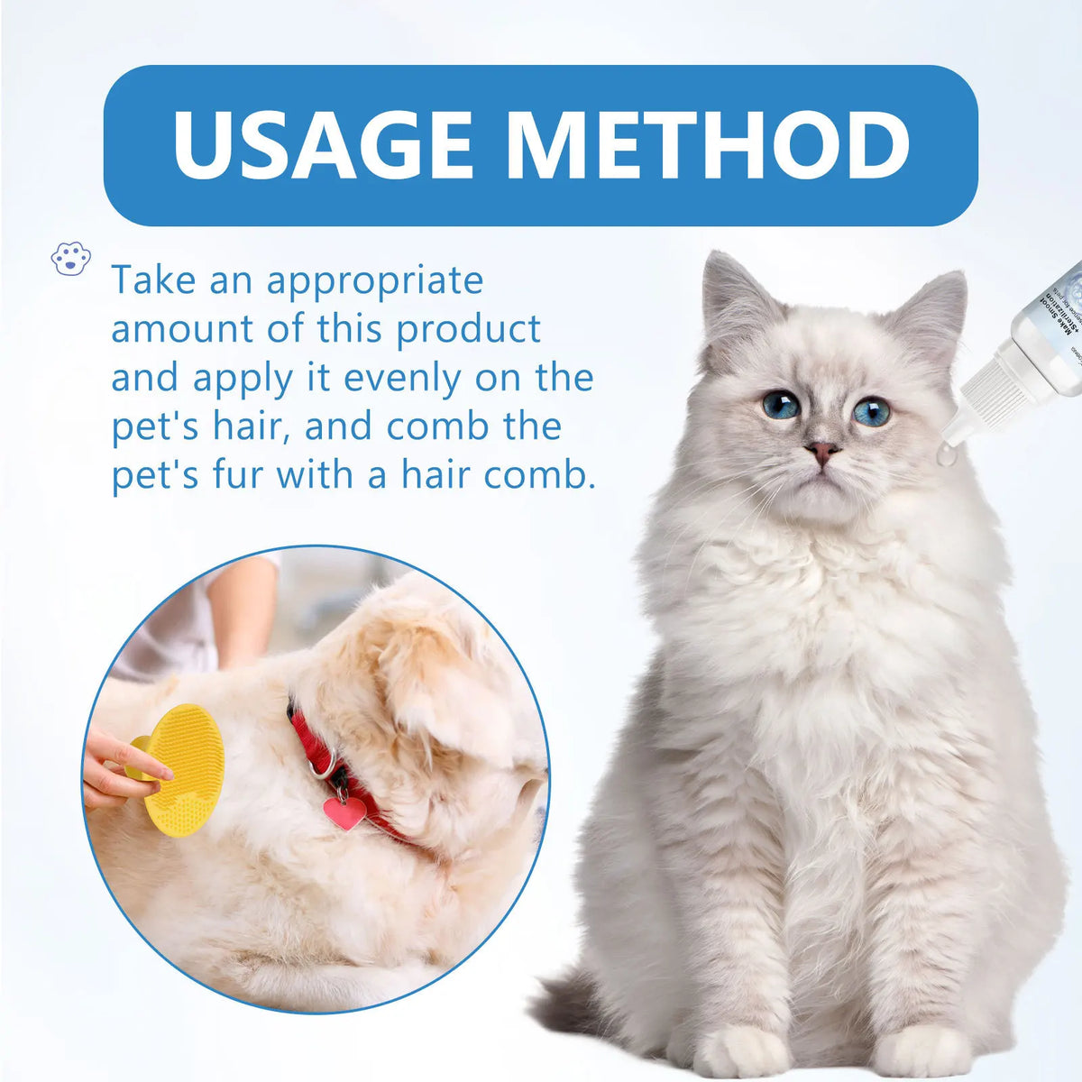 No-Rinse Foaming Pet Cleaner with Silicone Bristle Brush Pet Grooming Cleaner PLUSH