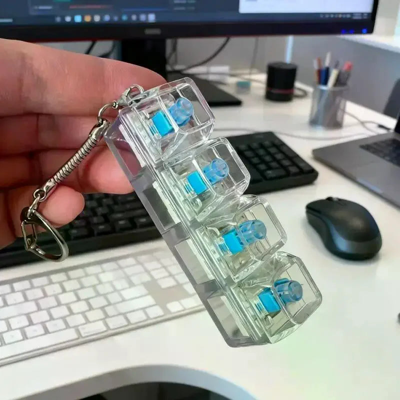 LED Keyboard Key Keychain – Pressable Button Desk Toy Novelty Keychain PLUSH
