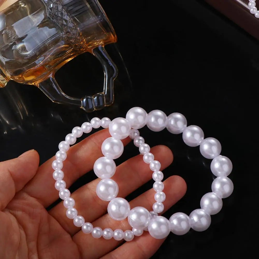 Korean Pearl Elastic Bracelet for Women – Trendy Strand Jewelry Pearl Strand Bracelet PLUSH