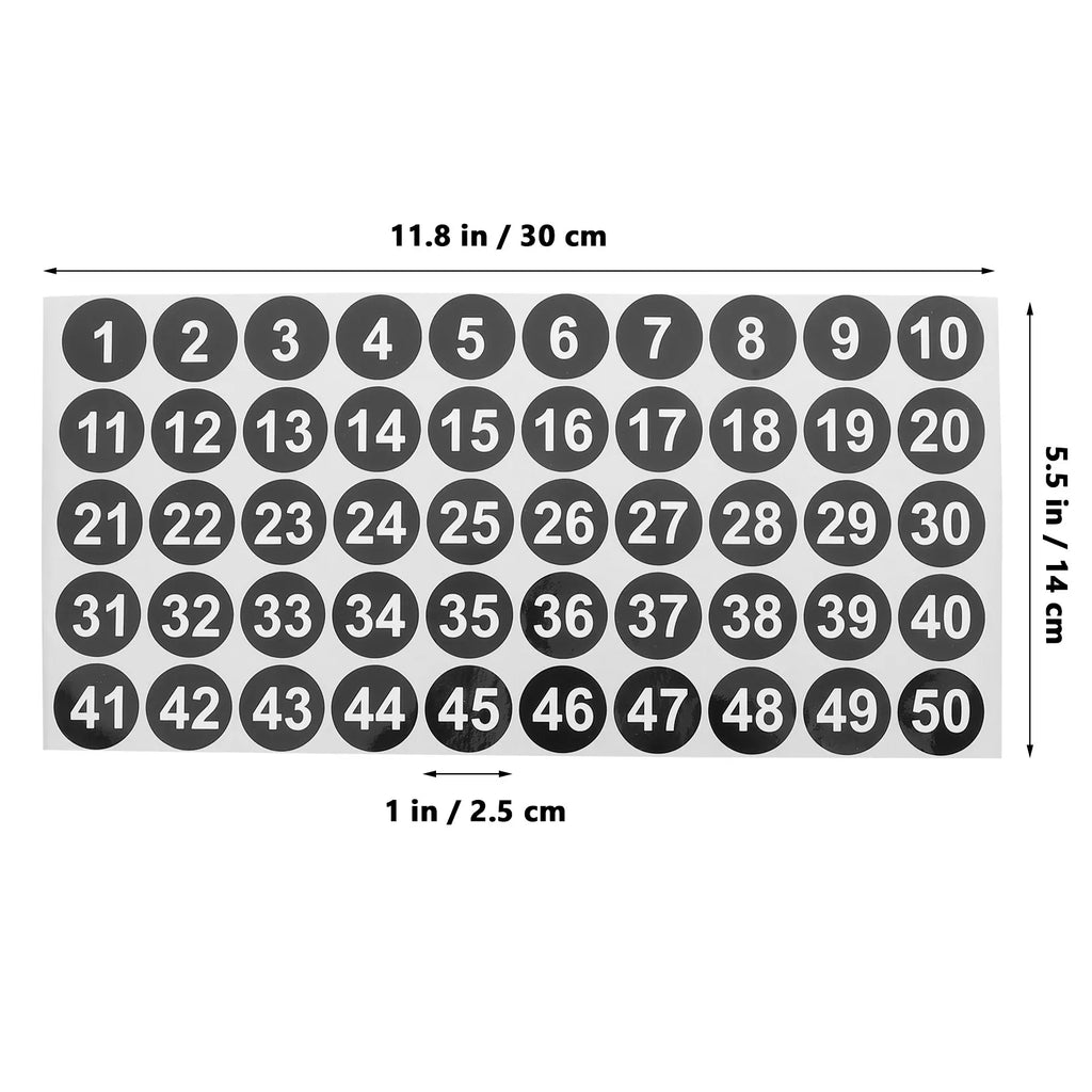 Round Vinyl Number Stickers 1–200 | 4 Sheets Adhesive Labels Adhesive Number Labels PLUSH