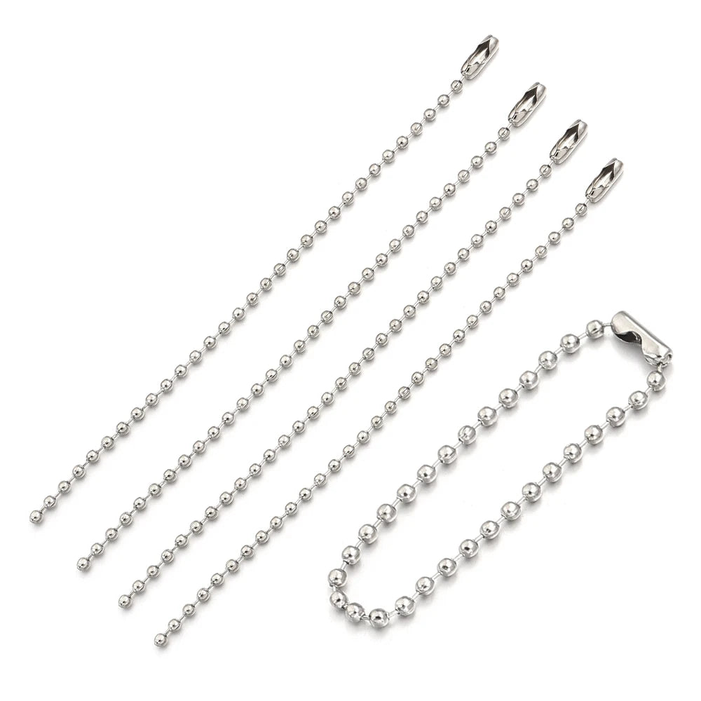 100pcs Rhodium Ball Bead Chains – Keychain & Jewelry Making Jewelry Chain Findings PLUSH 2.4mm x 15cm