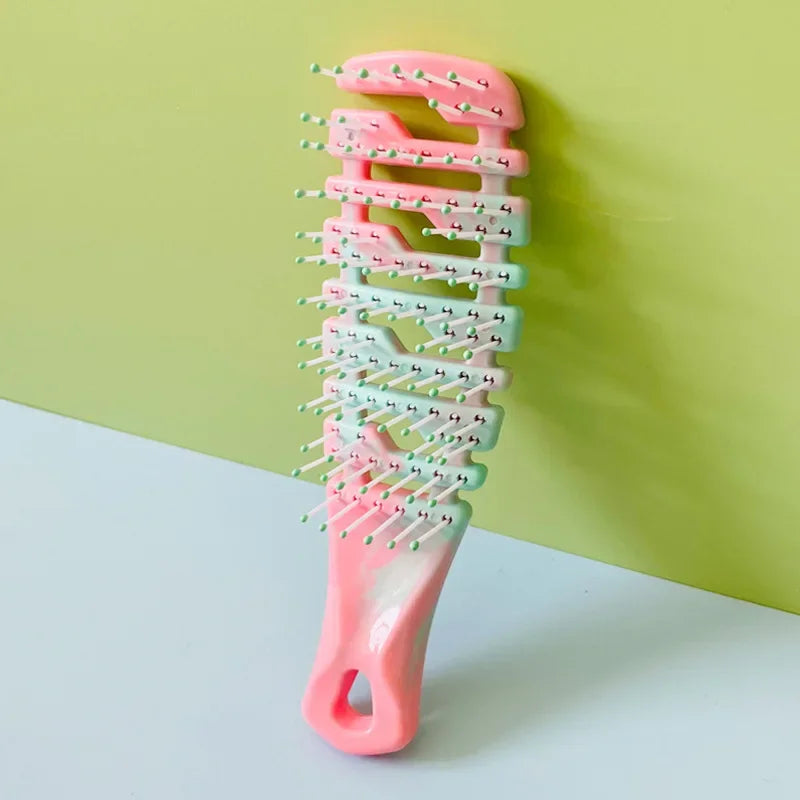 Gradient Hollow Detangling Hair Brush & Scalp Massage Comb Detangling Hair Brush PLUSH NO.1 Pink Gradient
