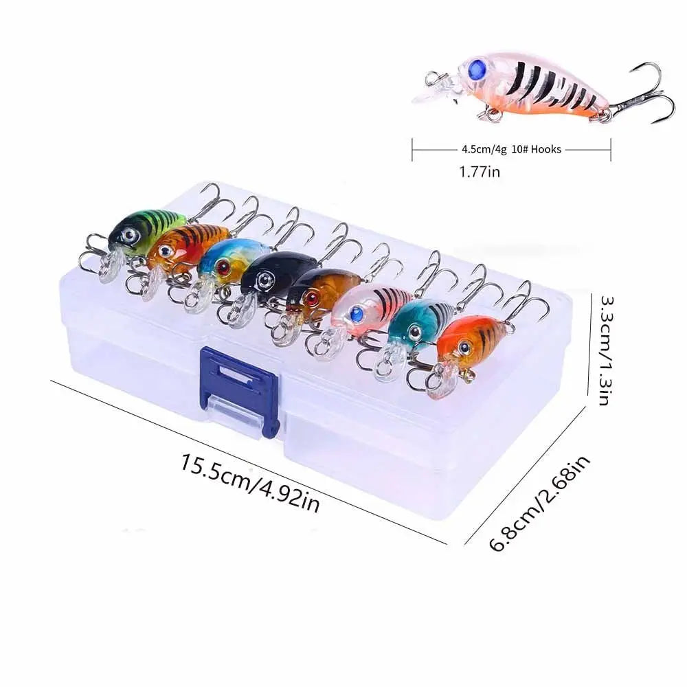 8-Pack Topwater Micro Fishing Lures – Hard Bait Wobbler Set Fishing Lure Set PLUSH