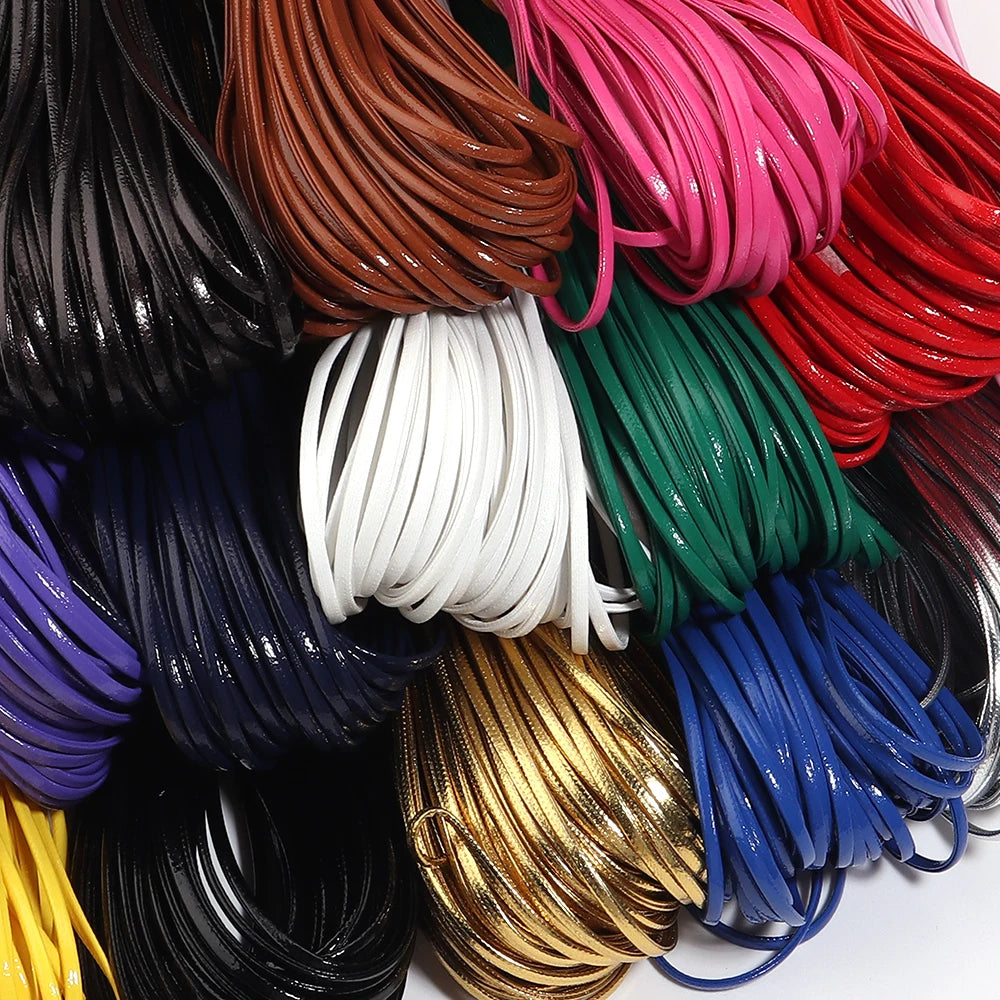 50 Yards 2mm Flat Faux Leather Cord – Multicolor DIY Crafts Leather Craft Cord PLUSH