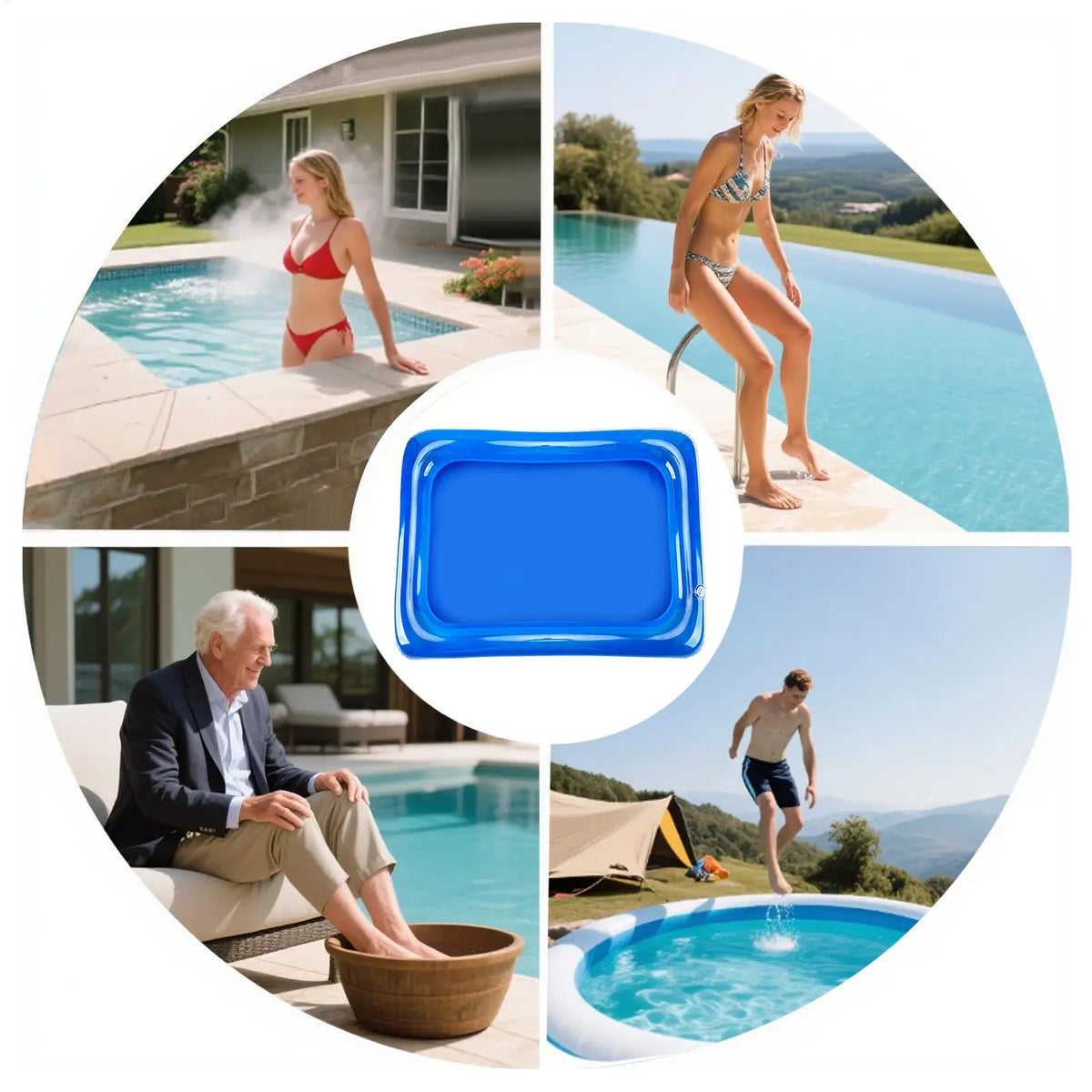 Portable Inflatable Foot Soak Basin – Blue PVC Bath Tub Inflatable Foot Basin PLUSH
