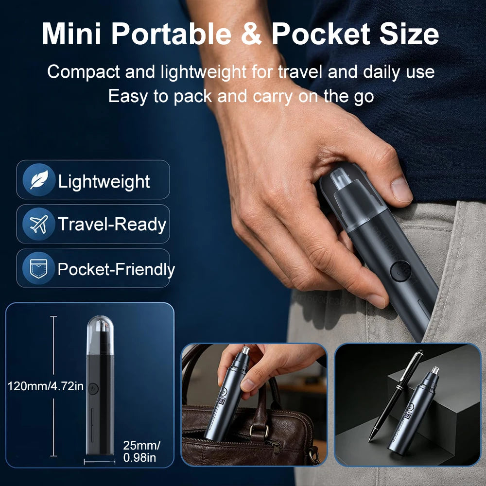 Raugee 3-in-1 USB Nose & Ear Hair Trimmer for Men – Black Nose Hair Trimmer PLUSH