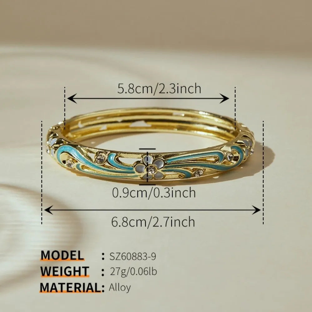 Vintage Cloisonne Enamel Floral Bangle – Chinese Ethnic Bracelet Enamel Bangle PLUSH Style 9