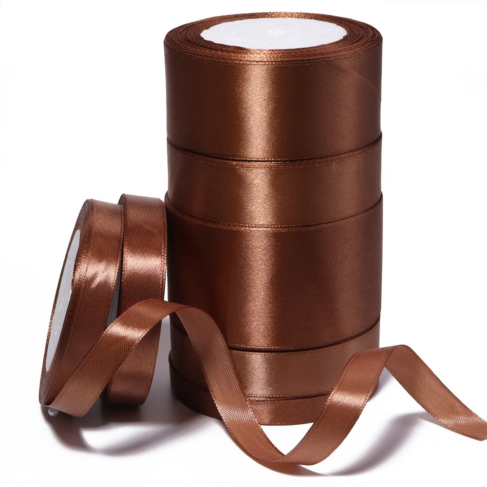 25 Yards Deep Brown Satin Ribbon – DIY Gifts & Wedding Decor Satin Craft Ribbon PLUSH