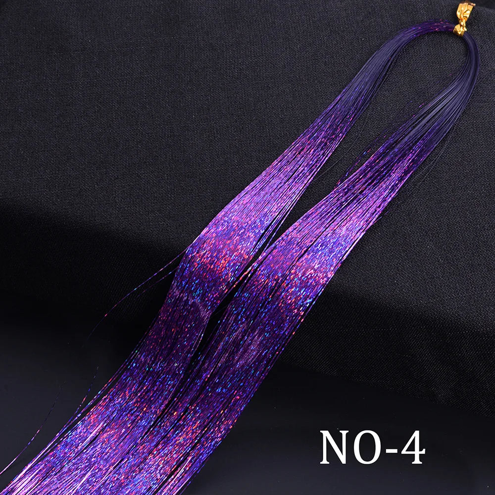Rainbow Hair Tinsel Glitter Strands – 120pcs, 93cm Hair Tinsel Extensions PLUSH NO-4