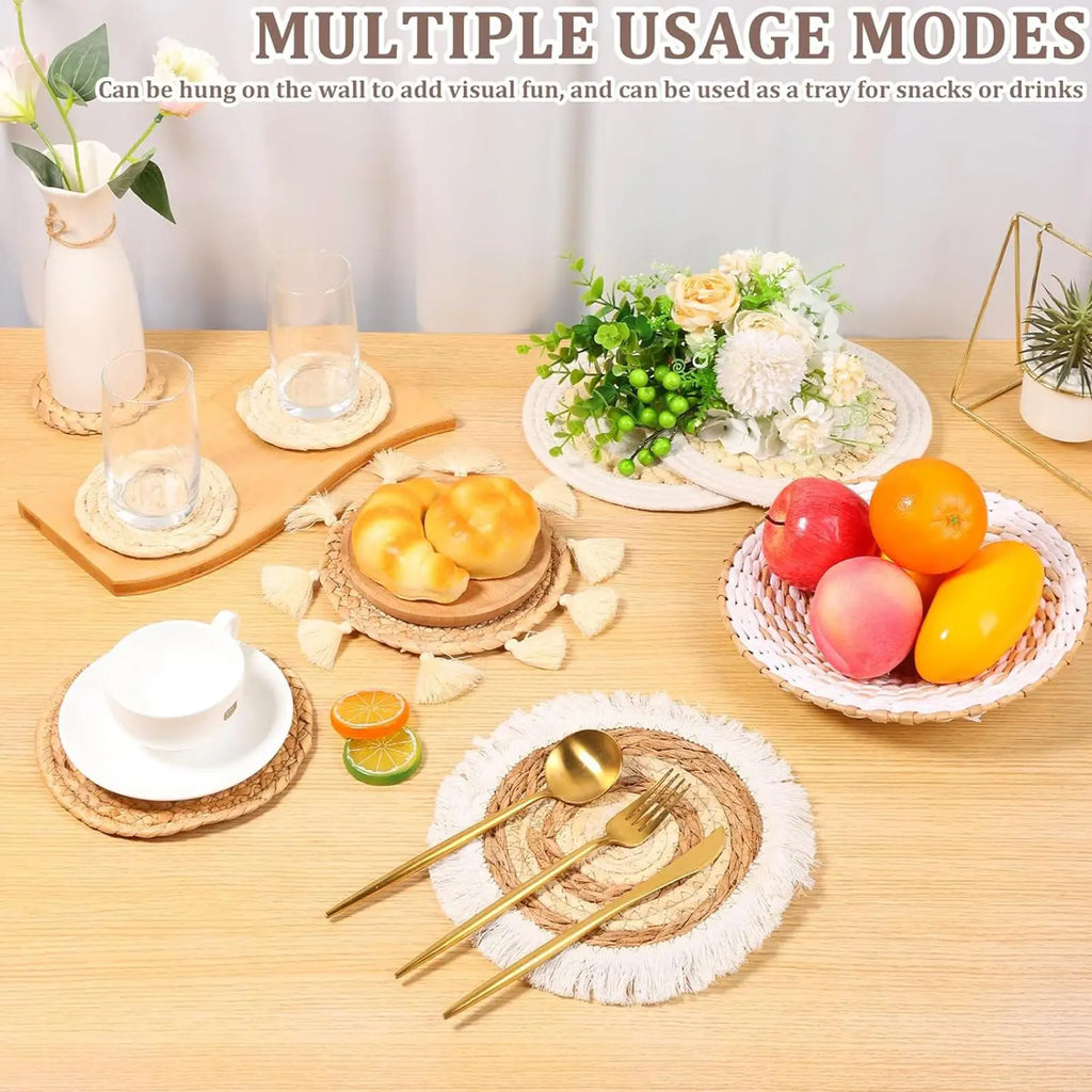 9-Piece Bohemian Handwoven Basket Wall Decor | Farmhouse Set Woven Wall Decor PLUSH