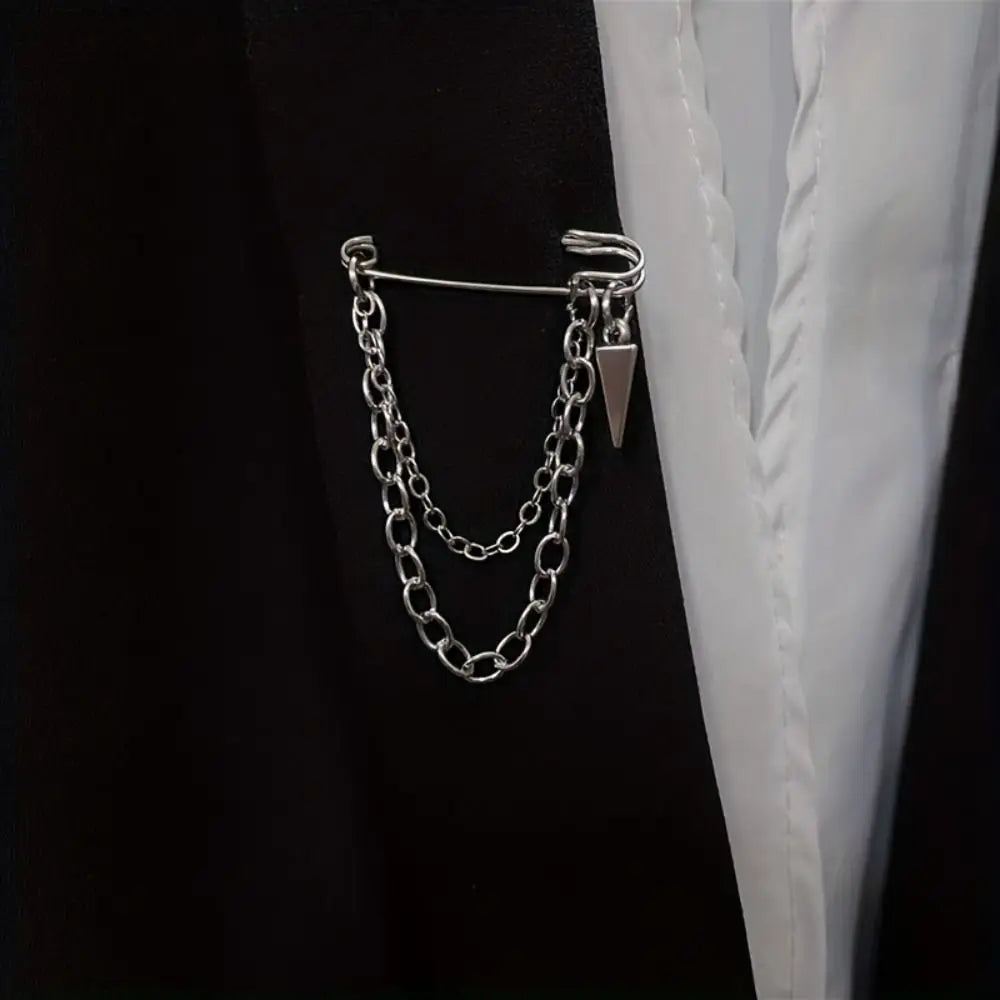 Y2K Punk Star Cross Chain Brooch – Tassel Cardigan Clip Fashion Brooch Pin PLUSH
