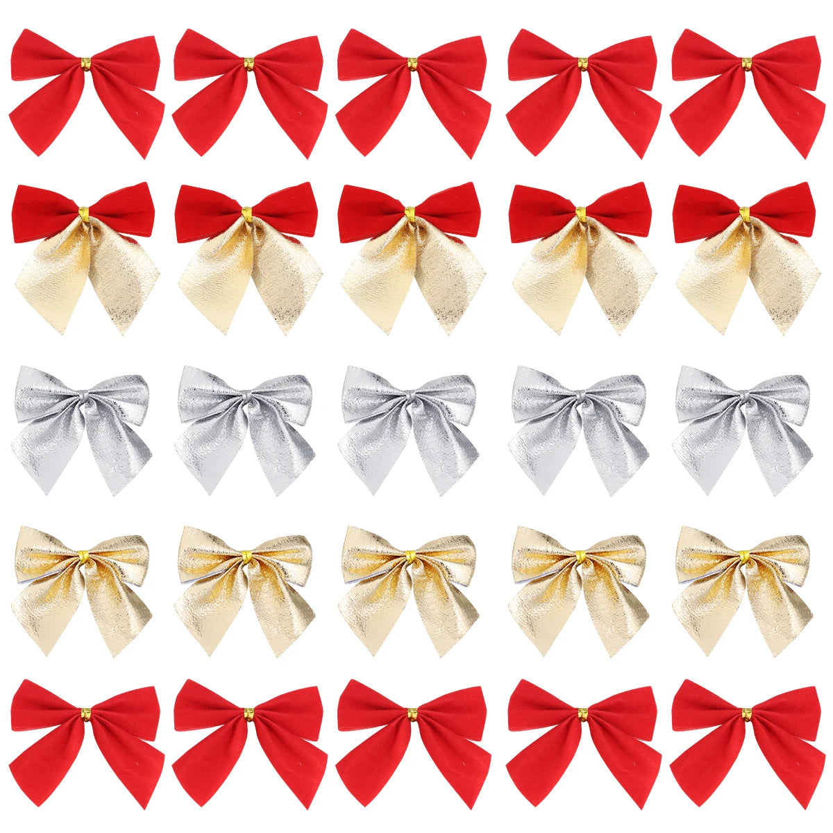 30pcs Handmade Fabric Ribbon Bows Gold Red DIY Gift Decor Decorative Ribbon Bows PLUSH