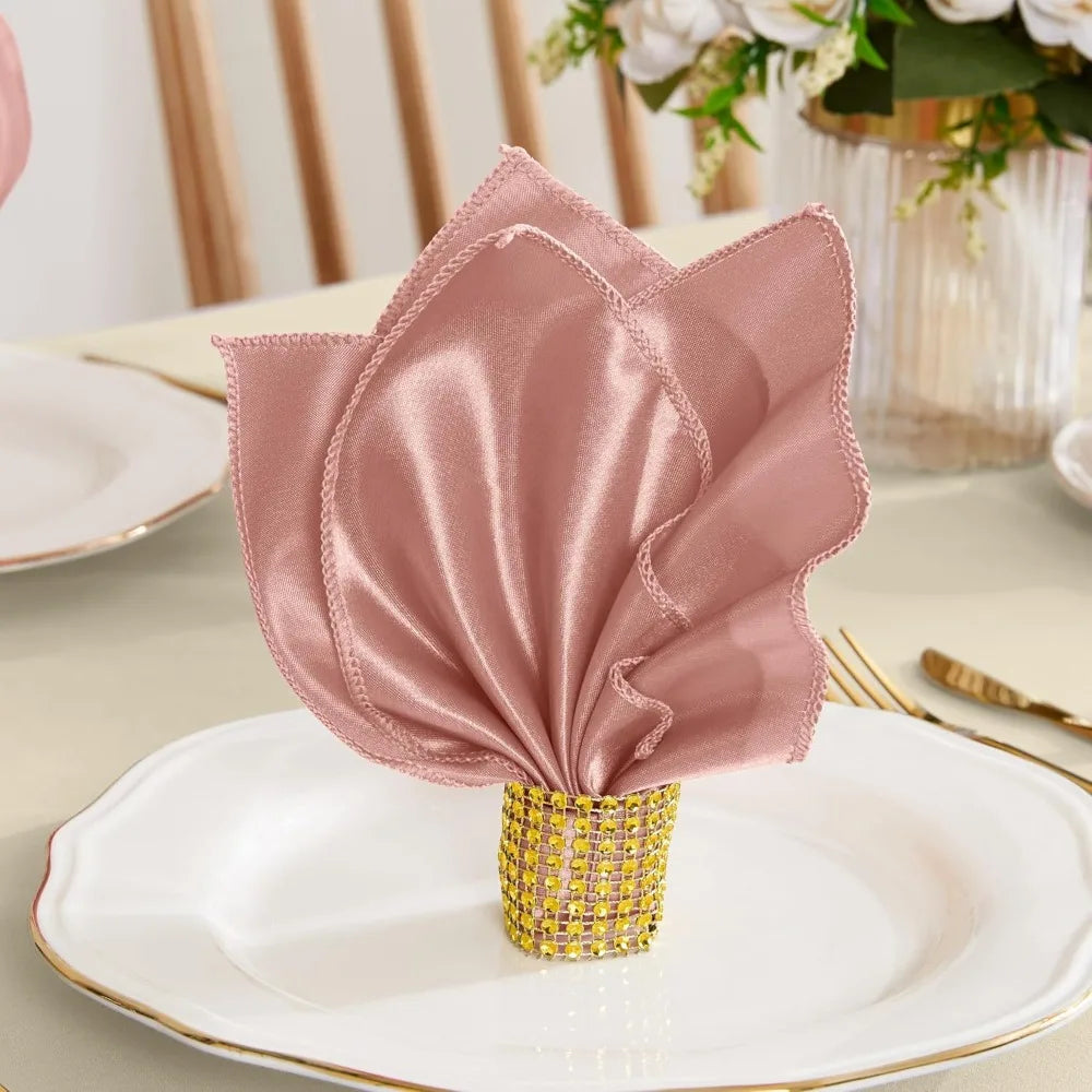 10pcs Satin Dinner Napkins 30x30cm – Soft Reusable Table Napkins Cloth Dinner Napkins PLUSH