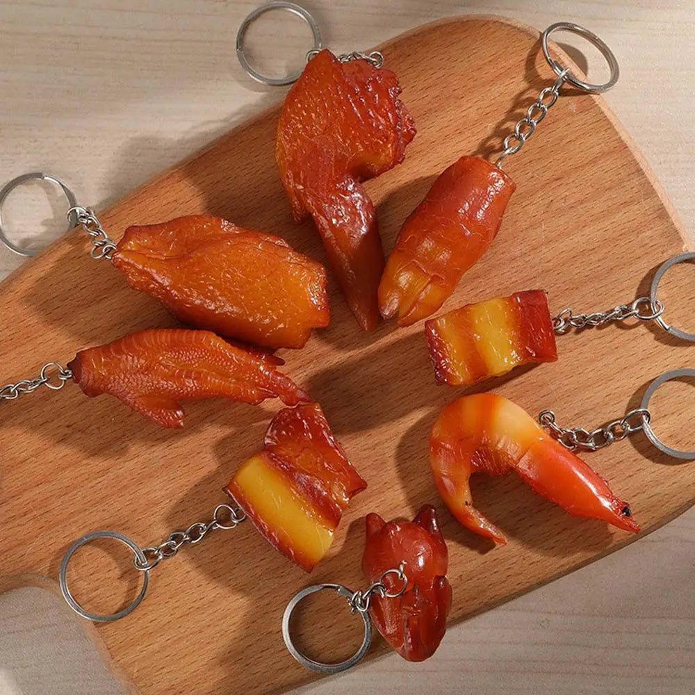 Simulation Food Keychain – Chicken Wings, Trotters & More Novelty Food Keychain PLUSH
