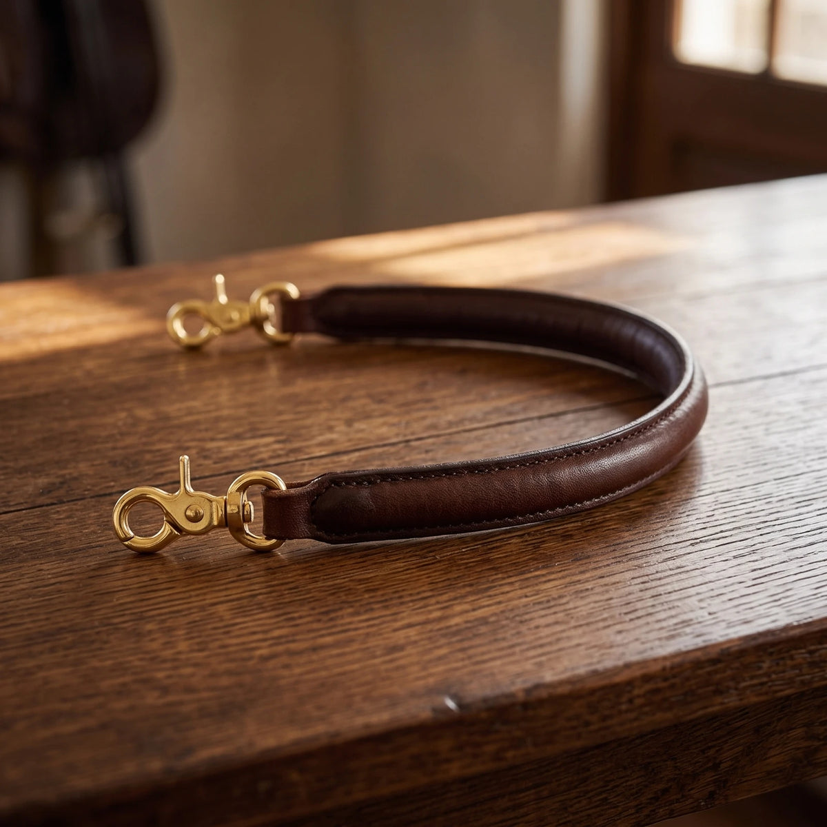 Reinforced Leather Saddle Grab Strap – Gold-Tone Hardware Saddle Grab Strap PLUSH