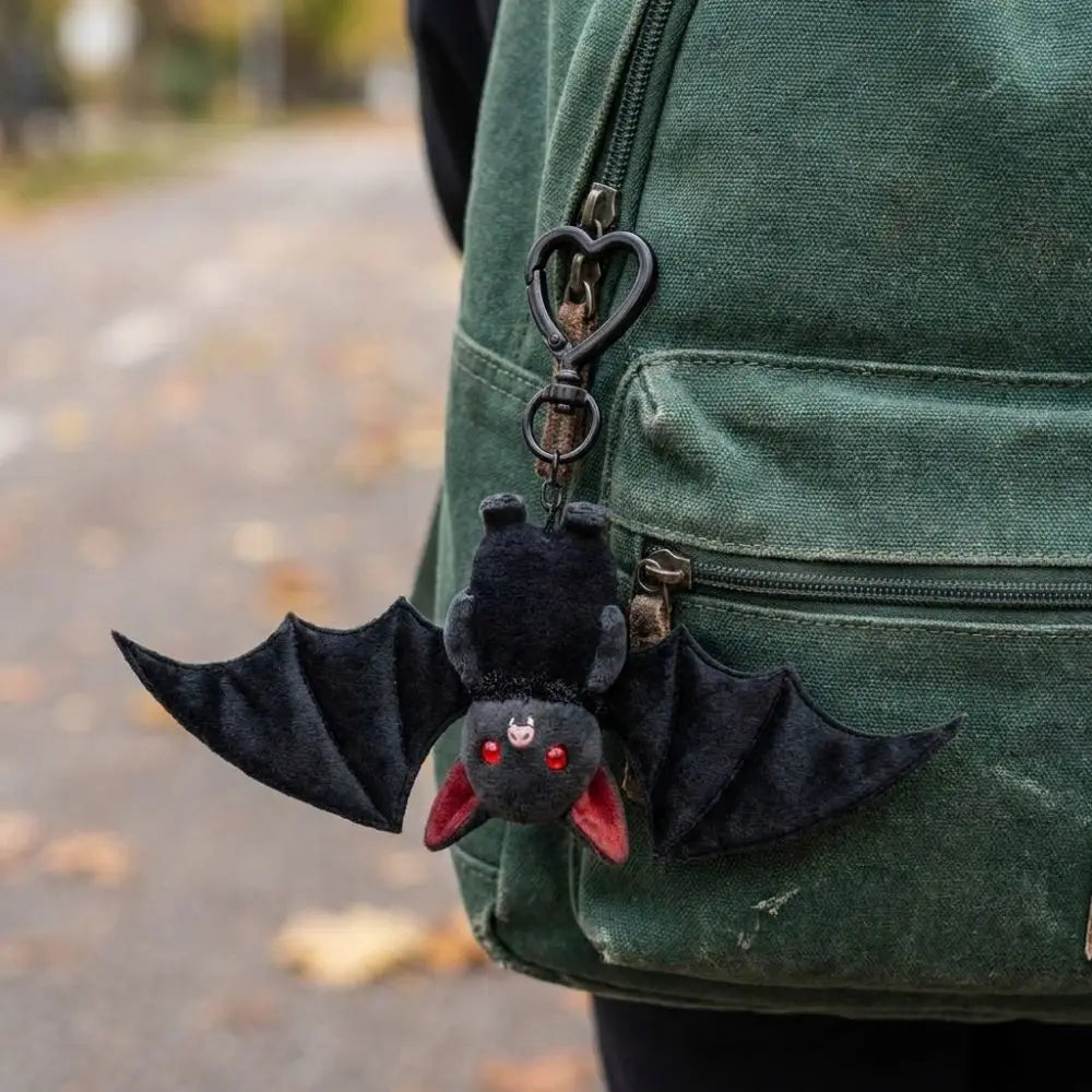Transformable Plush Bat Keychain – Gothic Bag Charm Black Novelty Keychain PLUSH