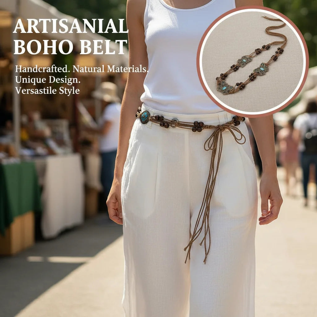 Vintage Bohemian Woven Waist Belt – Ethnic Boho Chain Woven Waist Belt PLUSH