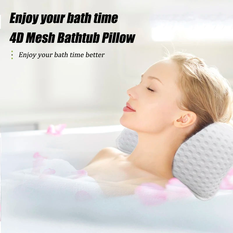 Bathtub Pillow – Spa Shower Headrest & Neck Support Cushion Bathtub Spa Pillow PLUSH