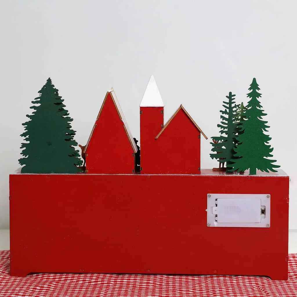 Wood Christmas Advent Calendar 24 Drawers LED Village Decor Advent Calendar Decor PLUSH