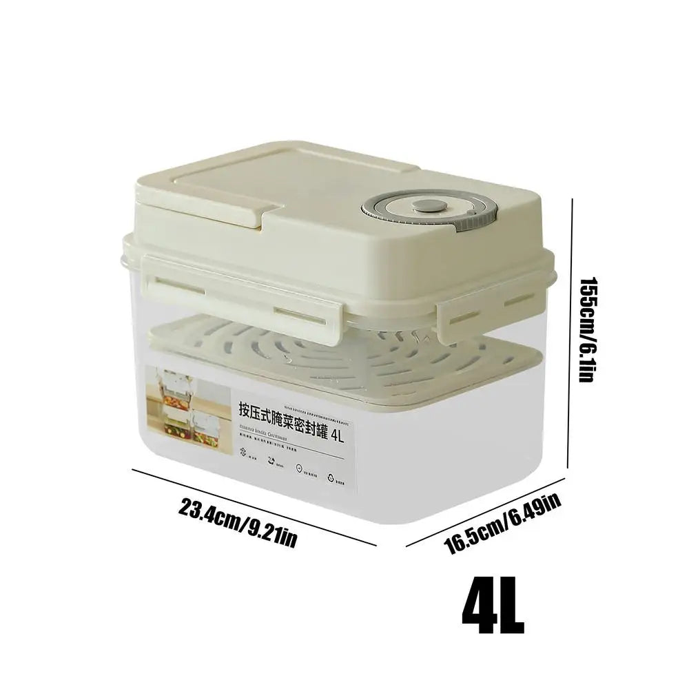4L Airtight Pickle Fermentation Container with Press Plate Food Storage Container PLUSH 4L White