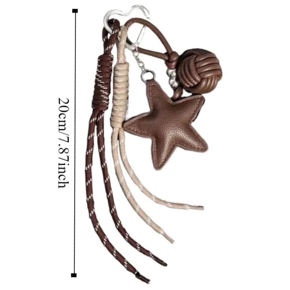 PU Leather Star Keychain Bag Pendant – Sporty Woven Rope Leather Keychain Pendant PLUSH