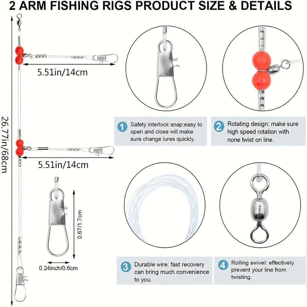 6pcs Pre-Made Fishing Leader Rigs – Abrasion-Resistant Nylon Fishing Leader Rigs PLUSH