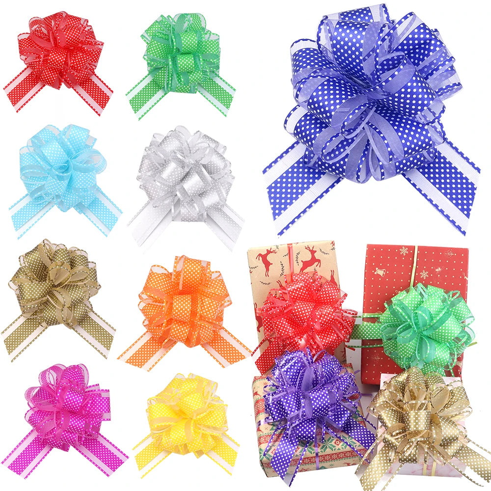 2pcs Polka Dot Pull Bow Ribbons 15cm – Gift Wrap Decoration Gift Wrap Bow PLUSH