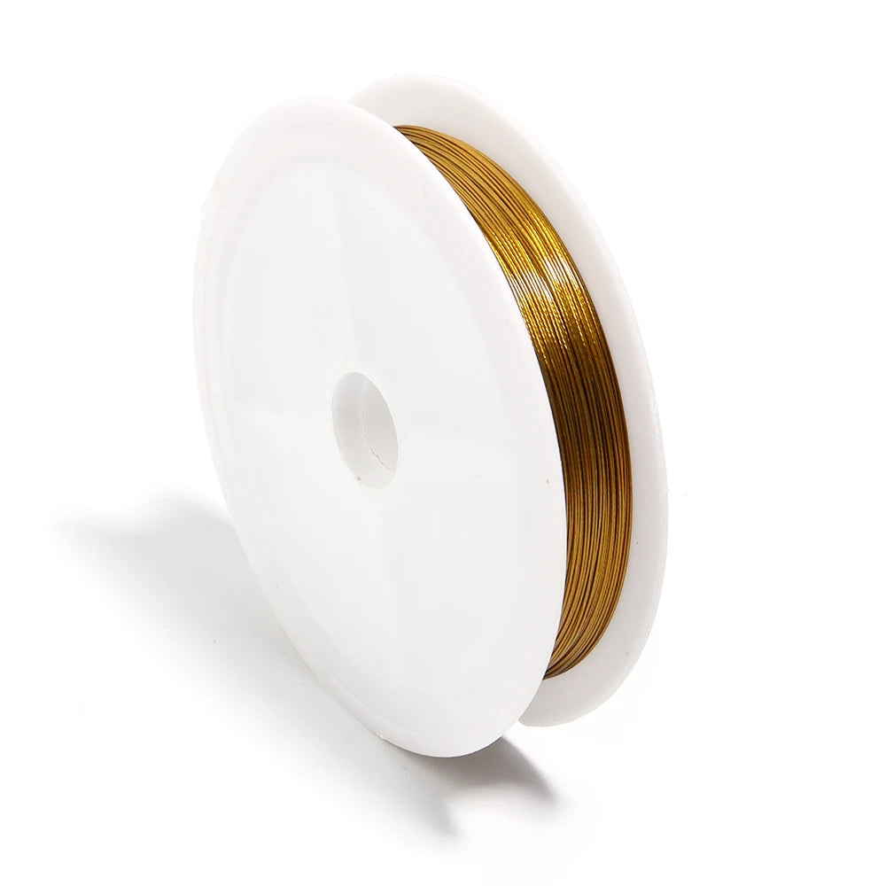 Stainless Steel Beading Wire 0.3–1mm | DIY Jewelry Cord Roll Beading Wire Cord PLUSH gold 0.8mm x 9m