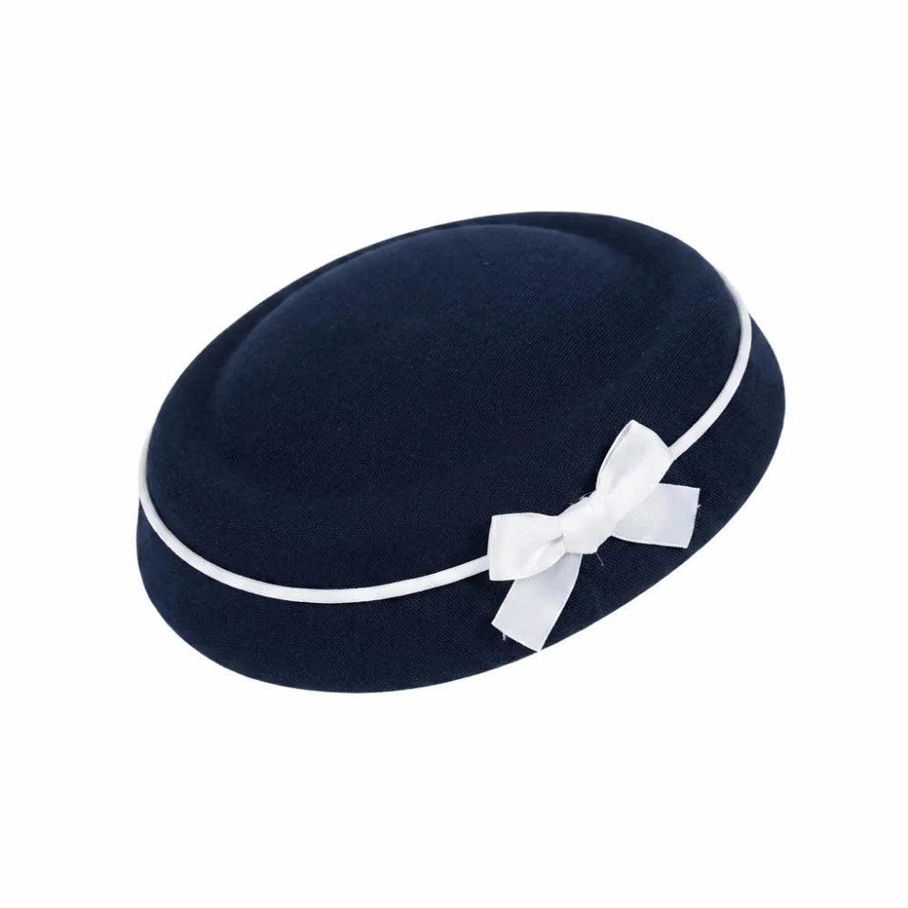 Velvet Mini Fedora Hat Hair Clip – Vintage Bow Beret Hairpin Hat Hair Clip PLUSH Black