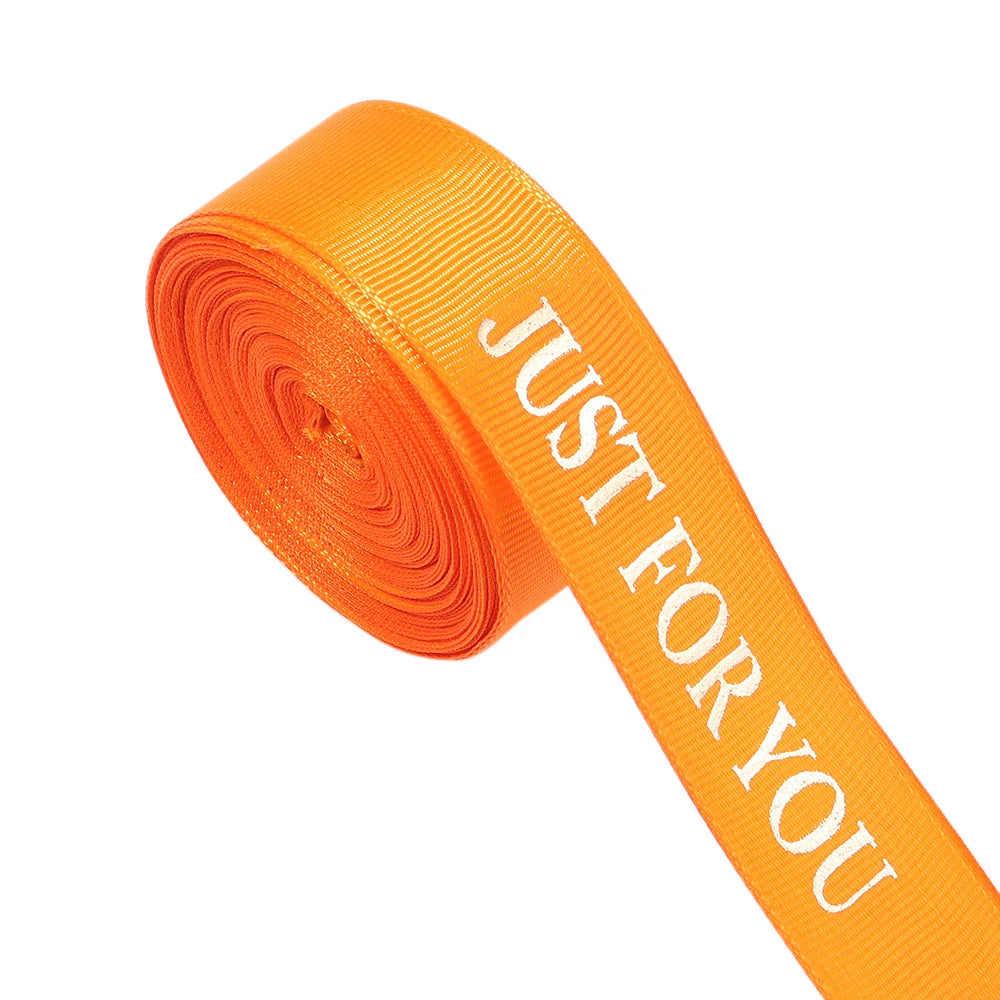 "Just For You" Printed Polyester Ribbon 25mm 10 Yards DIY Decorative Craft Ribbon PLUSH orange