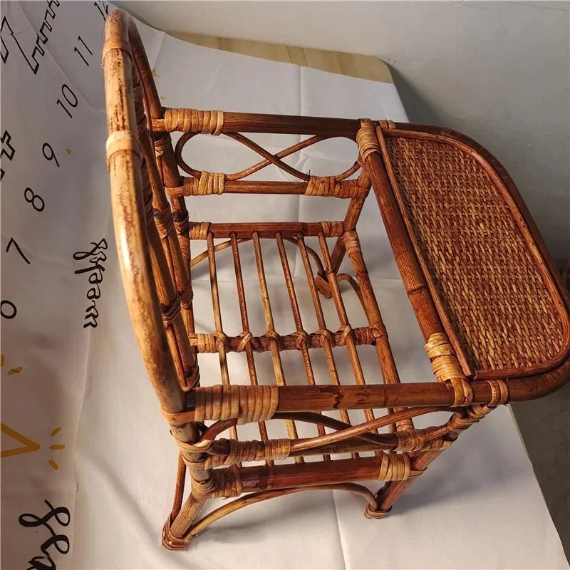 Woven Rattan Baby Photography Chair & Table Prop Set Baby Photography Prop PLUSH