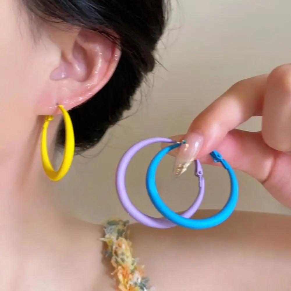 Y2K Geometric Hoop Earrings – Sweet Round Circle Women's Jewelry Hoop Earrings PLUSH