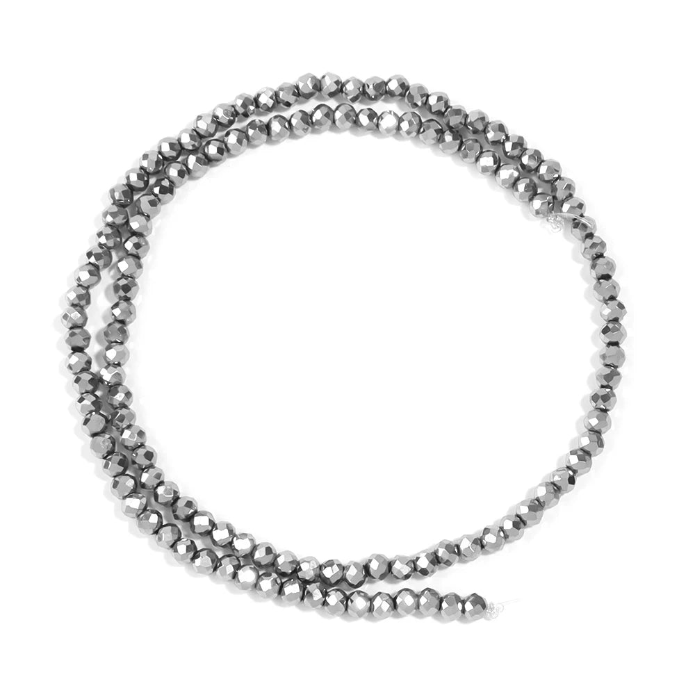 Silver Faceted Crystal Glass Spacer Beads for DIY Jewelry Crystal Spacer Beads PLUSH 3x2mm-ap130pcs