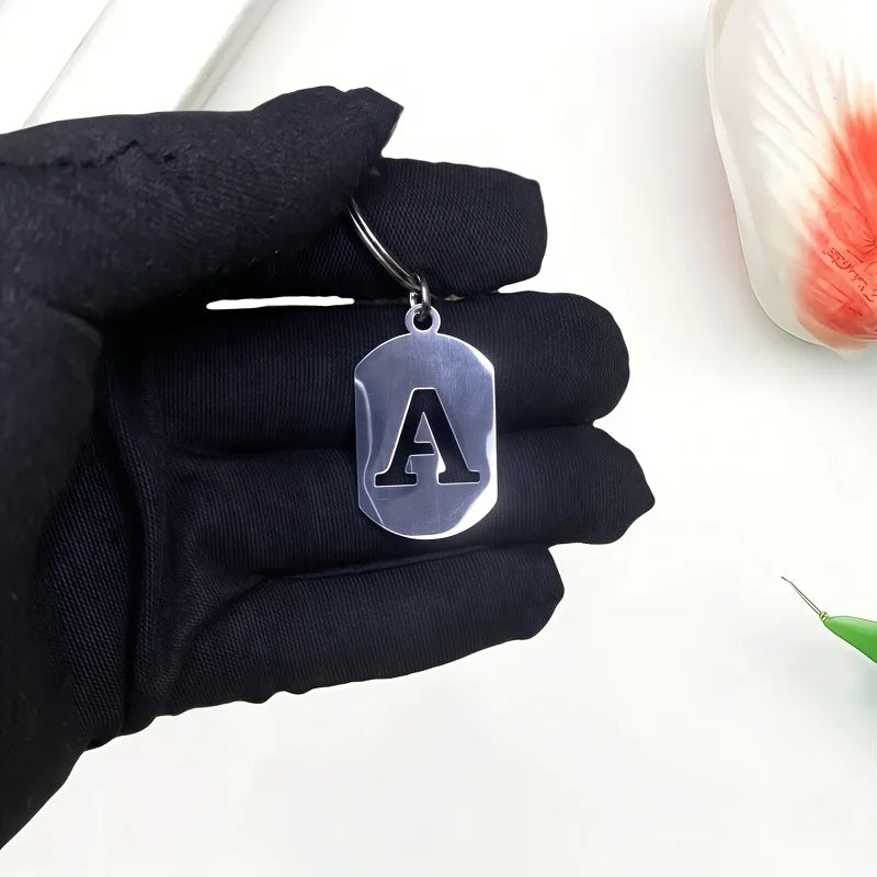 Stainless Steel Initial Letter Keychain – Men's Bag Pendant Letter Keychain PLUSH