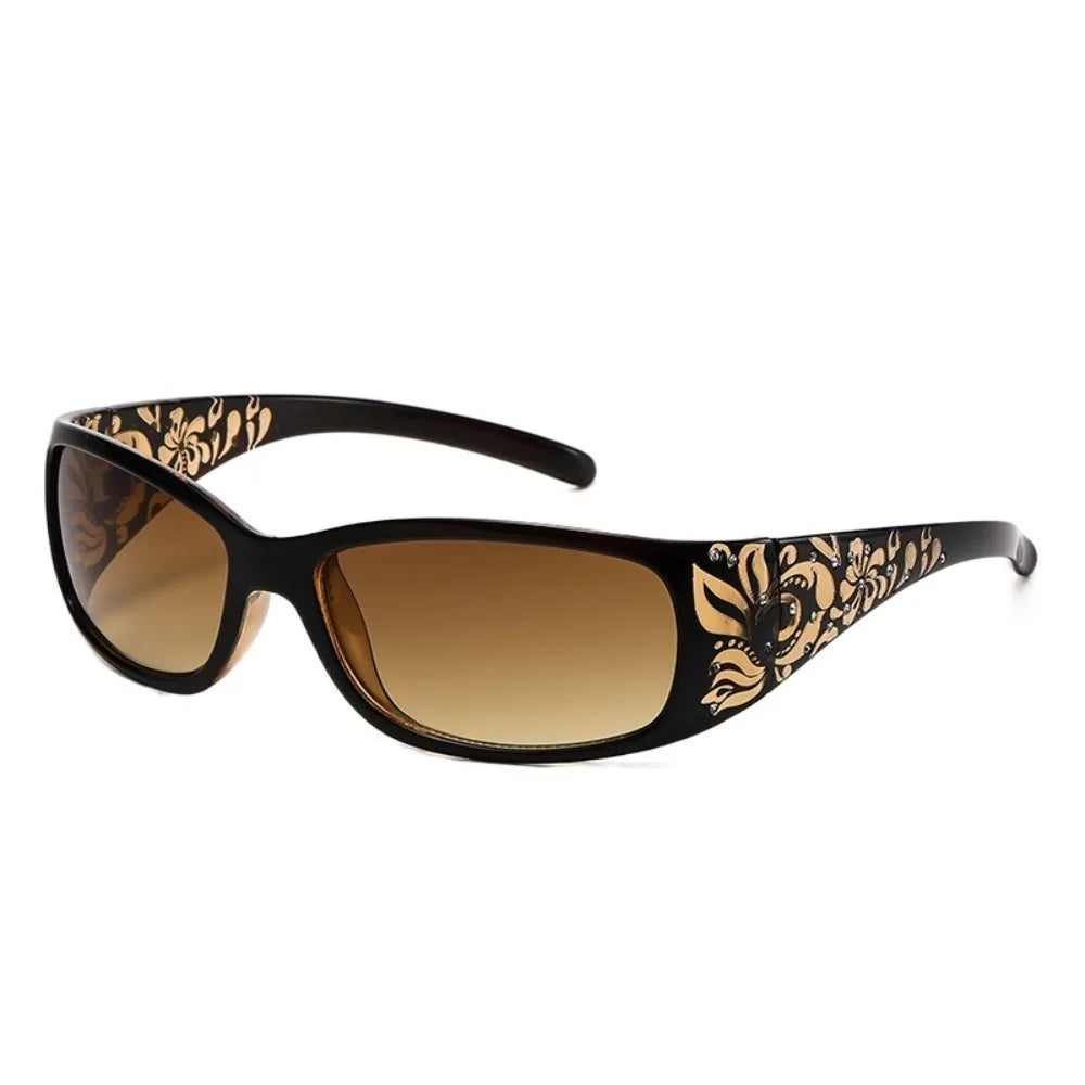 Y2K Rhinestone Cat Eye Sunglasses UV400 Korean Style Fashion Sunglasses PLUSH Brown