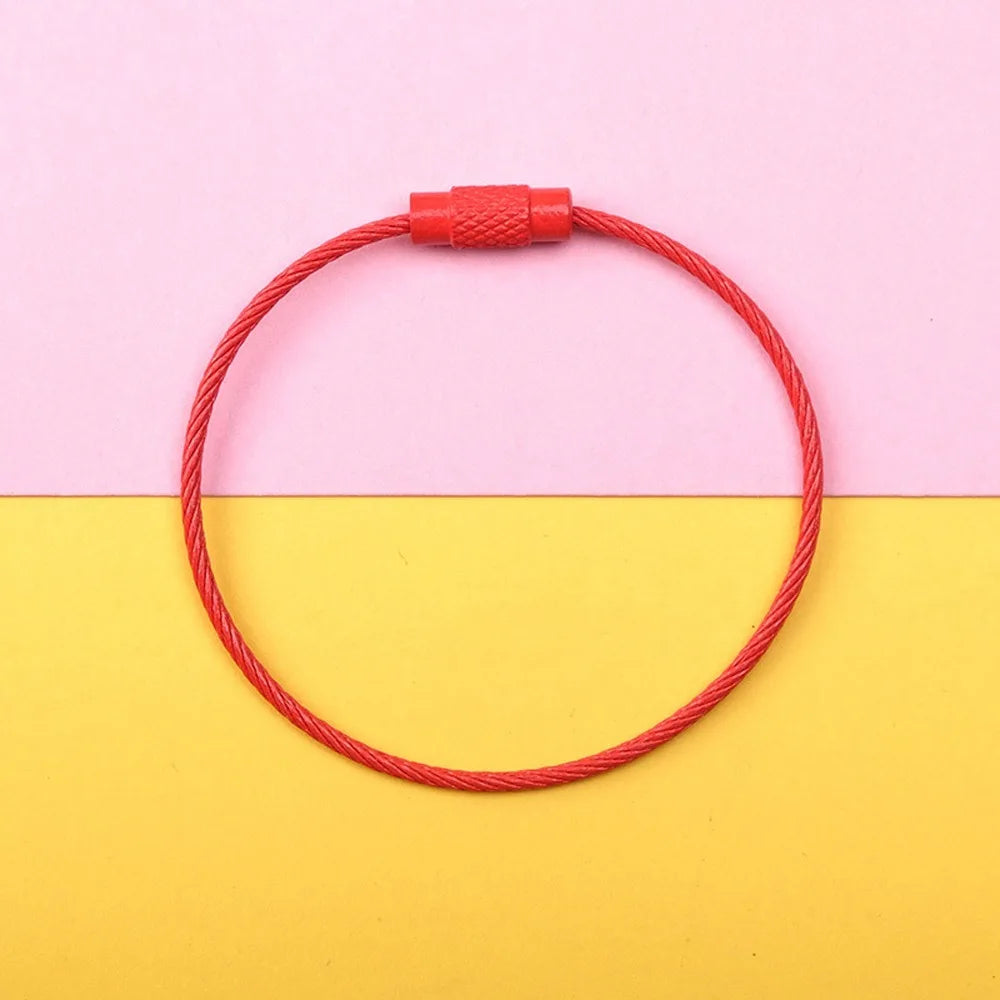 Stainless Steel Rotating Wire Key Ring – Color Keychain 5/10pcs Key Ring Keychain PLUSH red-5pcs-set