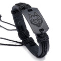 Viking Wolf Head Braided Leather Bracelet – Adjustable Unisex Charm Bracelet PLUSH Black 2